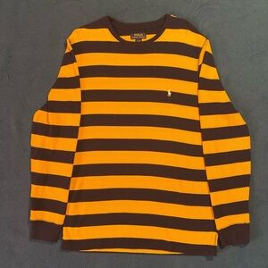 Polo by Ralph Lauren Orange and Brown Striped Shirt
